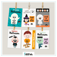 Tarjetas para Halloween. Ilustração digital projeto de Beatriz Camargo - 02.10.2018