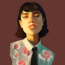 Rose Girl. Ilustração tradicional, Ilustração digital, e Desenho de retrato projeto de Dídac Soto Valdés - 09.10.2018