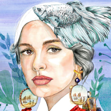 Marina. Een project van Traditionele illustratie, Vectorillustratie,  Tekening, Posterontwerp, Digitale illustratie y Portretillustratie van Irina Fokina - 15.10.2018