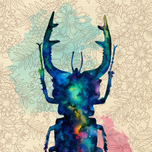 Galaxy Insects. Ilustração tradicional, Artes plásticas, e Pintura em aquarela projeto de María Fernández - 21.10.2018