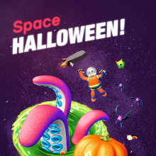 Space HALLOWEEN. 3D, 3D Animation, and Poster Design project by Adrián Dafonte Gómez - 10.21.2018