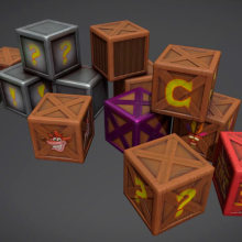 Crash Bandicoot Crates. Modelagem 3D projeto de Rolando Rodríguez - 25.08.2018