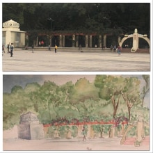 Trazo y Acuarela en Parque México. Arquitetura, e Pintura em aquarela projeto de Norma Santoyo - 30.10.2018