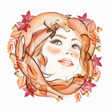 The autum secrets. Traditional illustration project by Liliana Cely - 11.14.2018
