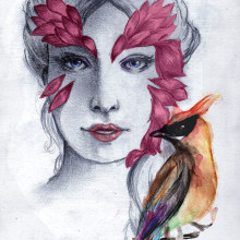 Plumas. Design, Photo Retouching, Sketching, Pencil Drawing, Drawing, Digital Illustration, Watercolor Painting, Portrait Drawing, Realistic Drawing, and Artistic Drawing project by Marina Regali - 11.16.2018