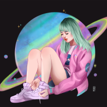 Spacegirl. Un proyecto de Ilustración tradicional e Ilustración digital de Amanda Corona - 18.11.2018