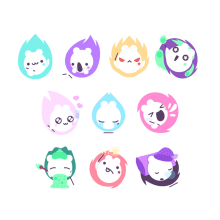 Mitsuko stickers - Sticker Place. Character Design & Icon Design project by Sara Gummy - 01.29.2018