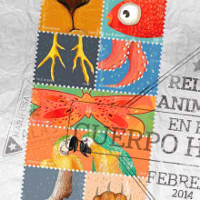 Reino animal en el cuerpo humano. Ilustração tradicional, Design de personagens, Design editorial, Design gráfico e Ilustração digital projeto de Josué Martz - 06.02.2014
