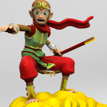 Sun Wukong "El rey mono" Cartoon. 3D, e Design de personagens 3D projeto de Carlos Garcia Canals - 30.11.2018