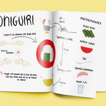 Receta Oniguiri. Un proyecto de Diseño gráfico, Diseño de la información, Infografía y Dibujo de Alba Yñiguez - 02.12.2018