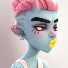 Demon Girl Cartoon. Ilustração tradicional, 3D, Videogames, Concept Art, e Design de personagens 3D projeto de Ana Sánchez Castro - 06.12.2018