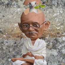 Gandhi Paz. Traditional illustration, and Street Art project by pandorco - 12.21.2018