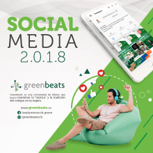Social Media 2018 GreenBeats. Direção de arte, Design gráfico, e Redes sociais projeto de Julian Vargas Cataño - 31.12.2018