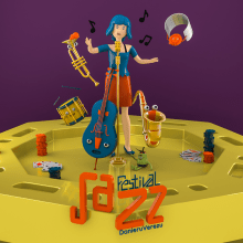 Festival de Jazz - Mi Proyecto: Ilustración 3D con Cinema 4D. Un proyecto de 3D y Diseño de personajes 3D de Carlos Daniel Velez - 30.12.2018