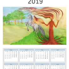 Calendario póster 2019. Traditional illustration, Editorial Design, Fine Arts, Graphic Design, and Artistic Drawing project by Ara Arts - 01.01.2019