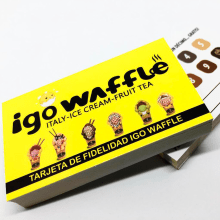 Realización de diseño de tarjetas de visita e impresión y sellos para Igo Waffle. Un proyecto de Diseño, Diseño gráfico y Señalética de LJ Graphic - 02.01.2019