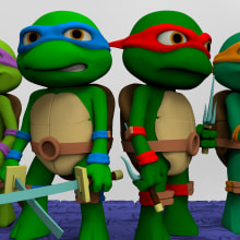 Tortugas Ninja Cartoon. 3D, e Design de personagens 3D projeto de Carlos Garcia Canals - 03.01.2019