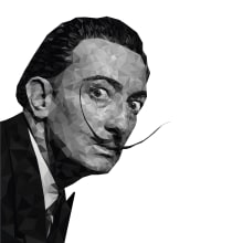 Retrato geométrico de Salvador Dalí. Traditional illustration, Graphic Design, Vector Illustration, and Portrait Illustration project by Raúl Fresno Vega - 05.04.2017