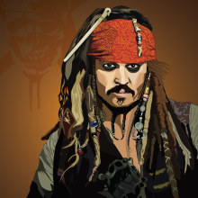 Piratas del Caribe (Jhonny Deep). Un progetto di Illustrazione vettoriale di John Fernández - 18.01.2019