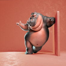Hippo. 3D, 3D Animation, Digital Illustration, and 3D Character Design project by Luis Yrisarry Labadía - 01.18.2019