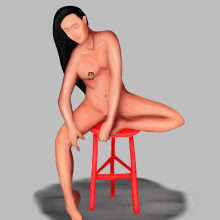 Desnudo sentado en banco rojo. Un proyecto de Diseño, Ilustración tradicional, Dibujo realista y Dibujo artístico de Alex Celi - 22.01.2019