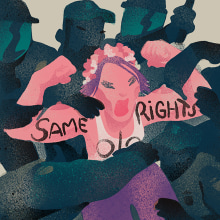 SAME RIGHTS - FEMEN. Un proyecto de Ilustración tradicional, Dibujo, Diseño de carteles e Ilustración digital de Rubén Jiménez "EL RUBENCIO" - 28.01.2019