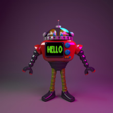 HELLO Mi Proyecto del curso: Introducción a la creación de personajes y modelado 3D con Maya. 3D projeto de Juan Diego Chacón Solís - 12.02.2019