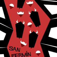 Diseño cartel San Fermín 2019 - Estilo Escuela de Nueva York. Design, Ilustração tradicional, e Design de cartaz projeto de Alberto Camacho Gordaliza - 14.02.2019