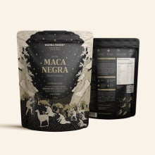 Packaging / Maca negra en polvo Ein Projekt aus dem Bereich Traditionelle Illustration, Grafikdesign, Verpackung, Digitale Illustration und 3-D-Modellierung von FIBRA - 16.02.2019