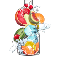 Absolut Vodka - Macedonia de frutas. Design, Traditional illustration, and Digital Illustration project by RJV Ilustración - 02.17.2019