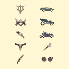 Set of Icons / Mad Max. Icon Design project by Angel Iriarte - 02.20.2019