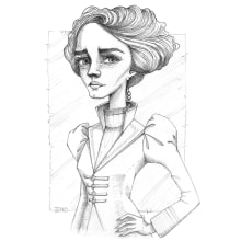 Retrato caricatura de Vanessa Ives (Penny Dreadful). Ilustração de retrato projeto de Aurora Ramírez Collado - 27.02.2019