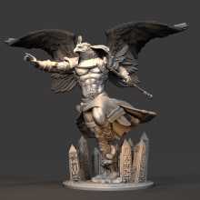 miniatura de "Horus" para juego de mesa Against the Gods 3D . 3D, Character Design, Game Design, Sculpture, 3D Modeling, and 3D Character Design project by Julio Carrillo - 03.05.2019