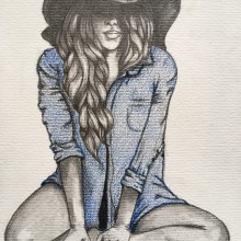 Mi sombrero. Ilustração tradicional, Ilustração de retrato e Ilustração têxtil projeto de Lidia Cantos - 09.03.2019