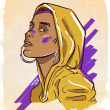 Yellow Hood. Ilustração tradicional, Ilustração digital e Ilustração de retrato projeto de Tanit Castán - 11.02.2019