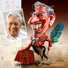 Caricatura Mario Vargas Llosa. Un proyecto de Dibujo de Retrato de Dorian Arturo Estrada Arroyo - 23.03.2013