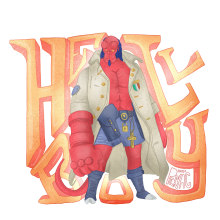 HellBoy. Traditional illustration, Advertising, Character Design, Graphic Design, Calligraph, Comic, Lettering, Creativit, Fashion Design, Digital Illustration, and Concept Art project by paolo pennacchio - 03.27.2019