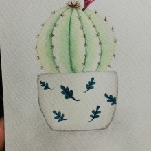 Macetita de cactus. Un proyecto de Pintura a la acuarela de Elizabeth Benilda Sanchez - 12.08.2018