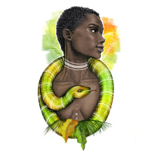 The snake. Traditional illustration, Portrait Illustration, and Portrait Drawing project by Tamara Castro Laplaña - 04.04.2019