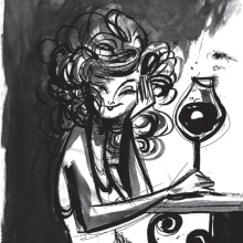  Mujer que tomó algunas copas de vino. Traditional illustration, Comic, and Drawing project by Jey Castro - 04.05.2019
