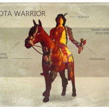Lakota Warrior Cocept Art. Design, Ilustração tradicional, 3D, Design de personagens, e Concept Art projeto de Alvaro Alonso Sánchez - 12.04.2019
