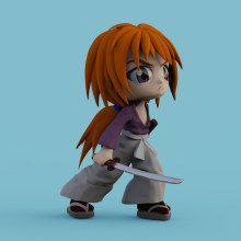 Fanart chibi Kenshin. Un proyecto de 3D, Modelado 3D y Diseño de personajes 3D de ismael_panadero - 27.04.2019