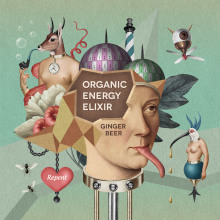 StrangeLove Organic Energy Drink. Un progetto di Illustrazione tradizionale e Collage di Randy Mora - 01.05.2019