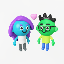 Juana y Gonchi art toys. Un progetto di 3D, Character design, Animazione di personaggi e Character design 3D di gonzalo casas - 01.05.2019