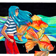 Something Fishy. Traditional illustration, and Watercolor Painting project by Amanda Corona - 05.03.2019