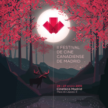 Cartel II Festival de Cine Canadiense de Madrid (2019). Ilustração tradicional, e Design de cartaz projeto de David Duprez - 01.01.2019
