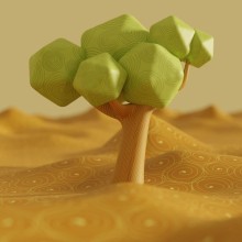 Arbol en desierto - Blender - 3D. Un proyecto de 3D, Diseño de iluminación y Animación 3D de Fco Javier Morón Vázquez - 29.04.2019