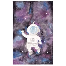 Astronauta en el espacio. Traditional illustration, Creativit, Drawing, and Artistic Drawing project by Lizbeth Zenteno Espinoza - 05.22.2019