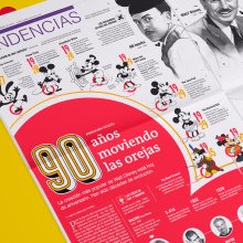 Infografía: Los 90 años de Mickey Mouse. Design editorial, Design gráfico, Arquitetura da informação e Infografia projeto de Mateo Arbelaez Patiño - 18.11.2018