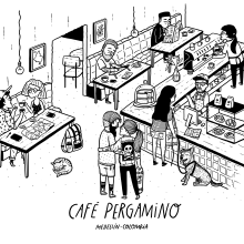 Café Pergamino. Ilustração tradicional projeto de Alejandro Giraldo - 05.06.2019